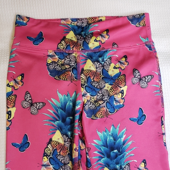 COPY - Gap Fit Girls 10-11 (Lg) Pink Tropical Butterfly Pineapple Leggings Pants - Picture 5 of 6